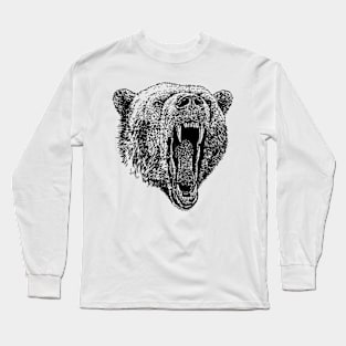 Angry Grizzly Bear Head Long Sleeve T-Shirt